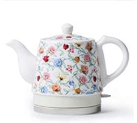 - Bouilloire électrique en céramique - Pichet rétro en acier inoxydable de 1,2 L, sans BPA, mise hors tension automatique, eau à ébullition rapide de 1200 W pour le thé, le café, la soupe, base