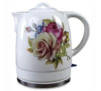Bouilloire électrique en céramique sans fil, style rétro, pichet de 1,8 L, 1 200 W, pour thé, café, soupe, flocons d'avoine, base amovible, arrêt automatique, protection anti-ébullition à se