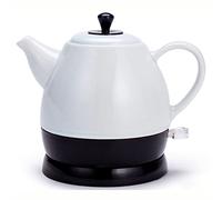 Bouilloire électrique en céramique sans fil, théière, pichet rétro 1 L, 1 350 W, eau rapide pour thé, café, soupe, flocons d'avoine, base amovible, arrêt automatique, protection contre l'ébu