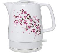 Bouilloire électrique en céramique sans fil, théière rétro de 1,7 L, 1 850 W, pour thé, café, soupe, flocons d'avoine, base amovible, arrêt automatique, protection anti-ébullition à sec.