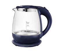 Bouilloire électrique en verre, 1,5 L, contrôle de température, éclairage LED, sans fil, arrêt automatique, sans BPA, idéale pour le café, le thé et l'expresso, 1200 W, bleu/vert.