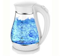 Adler Europe Bouilloire AD 1274 Standard – 1,7 L, 2200 W, plastique/verre, base 360° – Blanc