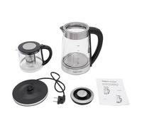 Bouilloire électrique en verre 1800 W - 2,5 l + 1 l - Deux théières thermiques - Infuseur et couvercle amovibles - Base à 360° - Filtre anti-calcaire