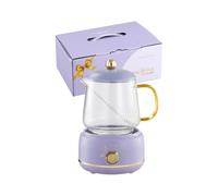 Bouilloire Électrique en Verre 600ml, Théière Électrique et Mini Mijoteuse en Verre, Mug Chauffant Multifonction pour Tisanes et Soupes, Théière Portable, Design Minimaliste, Chauffe Rapide (PP)