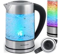 Berdsen Bouilloire électrique avec réglage de la température 60-100 °C - Verre LED - Écran tactile - 2200 W - 1,7 l - Acier inoxydable - Argenté/noir