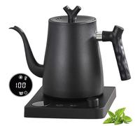 Bouilloire Électrique Intelligente Col de Cygne 1.0 Litre avec Réglage Température 40-100°C, Acier Inoxydable 304, Conservation Thermique 36 Heures, Protection Anti-Marche à Sec 1000W Noir Mat