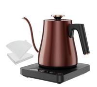 Bouilloire Électrique Intelligente Col de Cygne 1.0L, Contrôle Temp et Maintien Chaud, 1000W en 4 Min, Acier Inox pour Café/Thé, LED, Tactile, Cuivre Vintage, Sans BPA