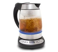 Bouilloire Électrique Kitchencook Tea Time - 1,7L, Température Réglable, Panier à Thé Amovible, Inox & Verre, 2200W, LED Bleu, Arrêt Automatique