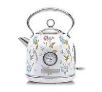 VQ Laura Ashley Bouilloire Electrique Sans Fil avec Imprimé Elveden Blanche - Bouilloire Vintage 1,7 Litre avec 2,2 KW Ébullition Rapide, Protection Contre la Surchauffe et Indicateur de Température
