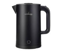 LEHMANN Bouilloire Électrique - 1,7 L - 2200W - Ebullition Rapide - Base à 360° - Double Paroi - Intérieur inox - Arrêt Automatique et protection contre la surchauffe - sans BPA - Noir
