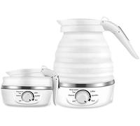Bouilloire électrique pliable, bouilloire de voyage, 600 ml 110-220 V Arrêt automatique Prévention de la combustion à sec Bouilloire portable pliable en silicone de qualité alimentaire, cordon d'alime