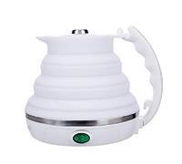 Bouilloire électrique pliable de 555 ml, 700 W, chauffe rapide, idéale pour les voyages. Arrêt automatique, protection contre la surchauffe. Couleur blanche élégante. L'eau reste toujours au