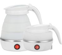 Bouilloire électrique pliable de voyage - Portable et pratique en silicone pliable - Bouilloire à eau et théière pour le camping - Rangement facile avec cordon d'alimentation amovible (blanc)