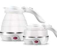 Bouilloire électrique pliable miniature, idéale for les voyages, 500 ml, 110-220 V, arrêt automatique, maintien au chaud, protection contre la surchauffe, en silicone alimentaire(White)