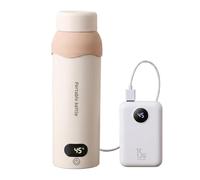 Bouilloire électrique portable, bouilloire de voyage 500 ml avec 6 réglages de température, double alimentation USB-C/220 V, maintien au chaud 12 h, acier inoxydable 304, électrique portable blanch
