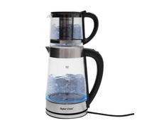 Bouilloire électrique puissante en verre, avec petite théière, 2,5 l + 1 l, 1 800 W, chauffage rapide