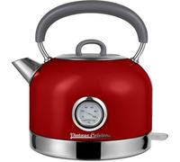 Bouilloire électrique rétro Vintage Cuisine avec thermomètre - Rouge - 1,7L - 2200W - Arrêt automatique