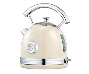 Bouilloire électrique rétro Wiltal, acier inoxydable,blanc crème | Ensemble bouilloire et grille-pain, 2200 W, 1,8 litres, Idéal pour thé, café, aliments pour bébés, Sans BPA