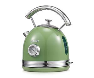 Bouilloire électrique rétro Wiltal, acier inoxydable, Vert, 1,8 litres | Ensemble bouilloire électrique et grille-pain, 2200 W, idéal pour le thé, le café, les aliments pour bébés, sans BPA