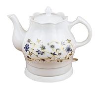 Bouilloire électrique sans fil en céramique, style rétro, 1,8 L, 1 000 W, pour thé, café, soupe, flocons d'avoine, base amovible, protection anti-ébullition à sec