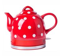 Bouilloire électrique sans fil en céramique, style rétro, 1 L, 1 000 W, pour thé, café, soupe, flocons d'avoine, base amovible, protection anti-ébullition à sec.