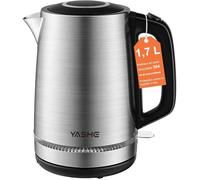 YASHE Bouilloire Électrique en Acier Inox 1,7L, 2200W Ébullition Rapide, Bouilloire Métal avec Filtre Anticalcaire, Arrêt Automatique et Protection contre l'Ébullition à Sec, Argent