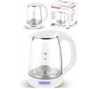 Bouilloire électrique - Théière électrique Blanche en VERRE 2200W 1,7L ELEMENT INOX Fontaine à Eau chaude.