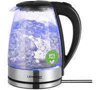 Bouilloire Électrique Verre 2L 2200W, LED Rétroéclairage, Arrêt Automatique, Protection Surchauffe, Base Pivotante 360°, Sans BPA