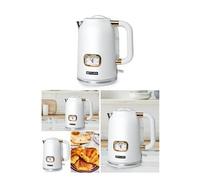 Bouilloire Electrique - Vintage - 1.7L - 2200W - Acier Inoxydable - Sans Fil Blanc et Doré