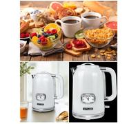 Bouilloire électrique vintage MUSE 1,7 L 2200W - inox blanc, sans fil, base 360°