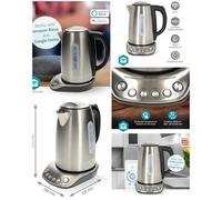 Bouilloire électrique Wi-Fi - Acier Inoxydable - 1,7L - 2200W - Contrôle Smartlife - 360 degrés