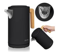 ZEEGMA KETLEE Bouilloire électrique sans fil 1,7 l pour thé et café, puissance de 2200 W, indicateur de niveau d'eau, arrêt automatique, acier inoxydable, design moderne et élégant (Noir)