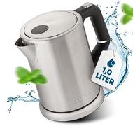 Bouilloire electriques - Bouilloire électrique - Bouilloire en acier inoxydable - 2200 Watts - Capacité 1 litre - Base rotative 360 ° - couleur Argent - Profi Cook PC WKS 1106