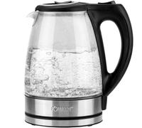 Bomann Bouilloire électrique en verre WKS6032CB-NOIR 1,7 L 2200 W Base 360° Chrome