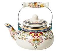 Bouilloire Émail Nostalgie Bouilloire 2,5 L Style Ferme Rétro Bouilloire Induction Sifflement Bouilloire Pour Induction Cuisinière À Gaz Cuisinière À Bois,Rouge