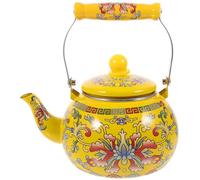 Bouilloire Émaillée 2,2 L Jaune Poignée Cuisine et Maison | Bec Verseur Lisse, Pose Stable, Usage Prolongé, Compatible Plaque Électrique, Filtre Inclus