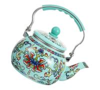 Bouilloire Émaillée 2,2 L pour Cuisinière, Théière Légère Verte | Gaz, Électrique et Induction, Bec Verseur Lisse, Placement Stable, Filtre Pot pour Pique-niques