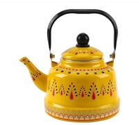 bouilloire émaillée, Bouilloire à thé en émail vintage - Pot cloche avec poignée(Yellow,1.7 L)