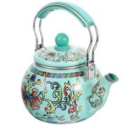 Bouilloire Émaillée Épaisse 2,2 L Poignée, pour Camping | Compatible Gaz, Électrique et Induction, Légère et Stable, Filtre Pot Inclus, Vert