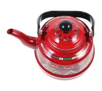 Bouilloire Émaillée Rouge à Large Bec, Acier Inoxydable pour Thé | Fond Plat, Poignée Résistante à Chaleur, Usage Maison, Thé Oolong et Vin Chaud, Style Vintage