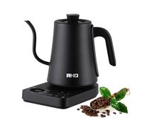 Bouilloire en acier inoxydable avec thermostat, Bouilloire 1 litre avec col de cygne, Kitchen Bouilloire, 1000 Watt théière,90° bec verseur à angle droit, Acier inoxydable 304, Noir