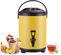 Bouilloire en Acier Inoxydable de 6 L, 8 L, 10 L et 12 L avec Robinet, poignée Portable et Grande capacité. Idéale pour la Restauration, Les Bureaux, Les hôtels et Les fêtes. (Couleur : jaun