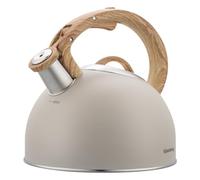 Bouilloire en acier inoxydable Klausberg 2,5 l avec sifflet pour tous les types de cuisinières, moderne, élégante, pratique, beige