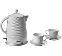 Bouilloire en céramique 1,5 litre 1500 W CONCEPT RK0020 avec deux tasses et sous-tasses