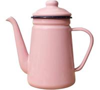 Bouilloire en émail, Bouilloire en émail exquise, cafetière de 0,9 l, théière for la famille, canette de boisson avec couvercle et poignée(F)
