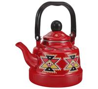 Bouilloire en Émail Rouge 1,1 L Rétro pour Café et Vin Chaud | Finition Classique, Surface Lisse à Motifs Délicats, Nettoyage Facile, Fond Résistant à Chaleur, la Cuisine et Bureau