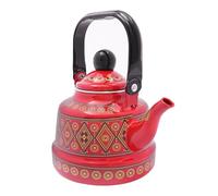 Bouilloire en émail vintage 1,1 l - Convient pour plaques à induction, cuisinières à gaz, vitrocéramiques, infrarouges et cuisinières électriques, etc. - Rouge