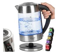 Adler Europe Bouilloire électrique AD 1247 1,7 L 2200 W Inox & Verre réglage 55–95°C LED