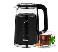 Bouilloire en verre avec réglage de la température 1,7 l (40 °C à 100 °C) - Fonction maintien au chaud - Écran LED avec choix de la température - 2200 W - 100 % sans BPA