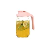 Bouilloire en verre de 950 ml avec couvercle, rabat et verseur, pour thé, jus, infusion froide, café, pichet polyvalent pour boissons - Récipient de stockage de lait maternel - Design bocal Mason